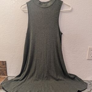 Sleeveless Olive Green Knit Mini Dress